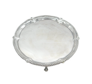 George III Sterling SIlver Beaded Edge Salver Dish Antique 1775 London