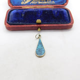 Sterling Silver Turquoise Shard Teardrop Charm Pendant Vintage c1970
