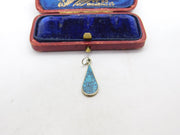 Sterling Silver Turquoise Shard Teardrop Charm Pendant Vintage c1970