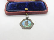 Sterling Silver & Enamel St Christopher Travel Charm Pendant Vintage c1970