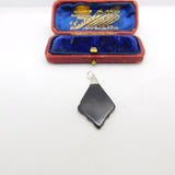 Sterling Silver Abalone Diamond Shape Charm Pendant Vintage c1970