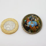 Sterling Silver Morpho Butterfly Wing Regency Scene Brooch Art Deco c1920s