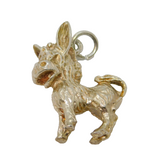 Sterling Silver Textured Donkey Charm Pendant Vintage c1970