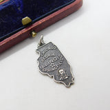 Sterling Silver Illinois State USA Charm Pendant Vintage c1970