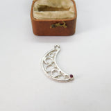 Sterling Silver Crescent Moon Charm Pendant Vintage c1970