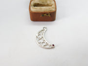 Sterling Silver Crescent Moon Charm Pendant Vintage c1970