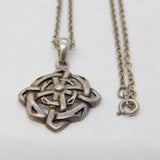 Scottish Sterling Silver & Celtic Cross Pendant Necklace Vintage c1970s