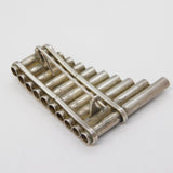 Mexican Sterling Silver Panpipes Musical Large Brooch Vintage c1970s