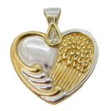 Sterling Silver & Gold Fronted Sweetheart Pendant Charm Pendant Vintage c1970s