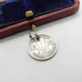 Sterling Silver Australian Authentic Threepence Charm Pendant 1942