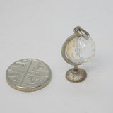 Sterling Silver Crystal Glass Globe Charm Pendant Vintage c1970