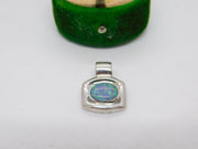 Sterling Silver Cabochon Opal Drop Charm Pendant Vintage c1970
