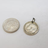Sterling Silver George V Threepence Coin Charm Pendant Antique 1917