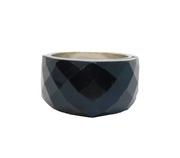 Sterling Silver Faceted Black Onyx Agate Statement Ring Vintage c1970 Size T