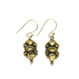 Pair of Sterling Silver Multi-Stone Faceted Citrine Hook Earrings Vintage c1990