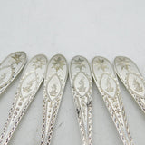 Victorian Irish Set of Six Sterling Silver Crested Teaspoons Antique 1863 Dublin