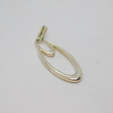 Sterling Silver Modernist Oval Shape Long Drop Charm Pendant Vintage c1970