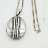 Victorian Sterling Silver Aesthetic Movement Locket Necklace Antique c1880s