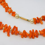 19th Century 9ct Rose Gold, Coral & Pearl Dress Necklace Antique c1900