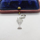 Sterling Silver Diamond Paste Martini Glass Charm Pendant Vintage c1970