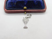 Sterling Silver Diamond Paste Martini Glass Charm Pendant Vintage c1970