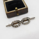 Victorian Sterling Silver Paste Set Double Circle Brooch Pin Antique c1890