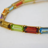 Contemporary 9ct Yellow Gold & Multi-Stone Set Tennis Bracelet 7.8" Length