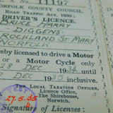 Pair of Antique Red Card Norfolk Council Driving Licences 1934-1939 Art Deco