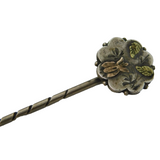 Victorian Aesthetic Movement Sterling Silver & Gold Floral Stick Pin Antique