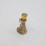 Sterling Silver Lighthouse With Orange Crystal Charm Pendant Vintage c1970s