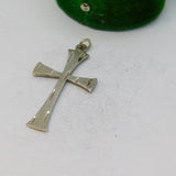 Sterling Silver Textured Patterned Cross Charm Pendant Vintage c1970