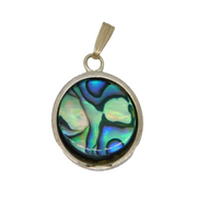 Sterling Silver Abalone Set Oval Drop Studio Style Charm Pendant Vintage c1970