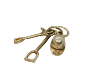 Sterling Silver Horse Riding Interest Hat, Stirrup Charm Pendant Vintage c1970