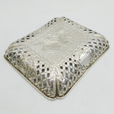 George III Sterling Silver Bird & Flower Pattern Fruit Basket Antique 1799