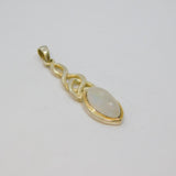 Sterling Silver Celtic Style Moonstone Cabochon Drop Pendant Vintage c1970