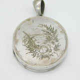 Victorian Silver Plated Floral Pattern Sweetheart Locket Pendant Antique c1860s