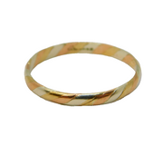 9ct Tri-Colour Gold Twisted Band Ring Vintage c1970 London