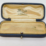 Edwardian Blue Tooled Leather Jewellery Brooch Box Antique c1910s