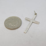 Sterling Silver Floral Pattern Cross Charm Pendant Vintage c1970s