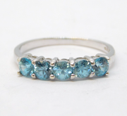 9ct White Gold & Five-Stone Blue Zircon Dress Ring Vintage 2006 Birmingham