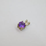 Sterling Silver Round Amethyst Solitaire Charm Pendant Modern c1990s