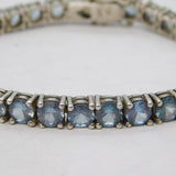 Sterling Silver Blue Topaz Set Tennis Bracelet Vintage c1970s