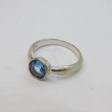 Sterling Silver Blue Topaz Studio Style Dress Band Ring Vintage c1970 Size O