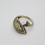 Sterling Silver Textured Dolphin Wrap Around Dress Ring Modern c1990 Size M 1/2