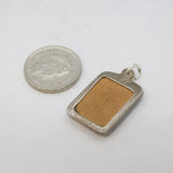 Sterling Silver Art Deco Ceramic Section Drop Charm Pendant Vintage c1970s