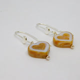 Pair of Sterling Silver Czech Glass Hearts Hook Drop Earrings Contemporary c2015