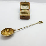 19th Century Sterling Silver Gilt Star & Crescent Teaspoon c1880 Antique