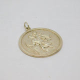 Sterling Silver St Christopher Round Travel Charm Pendant Vintage c1970s