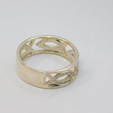 Sterling Silver Ichthys Pattern Identity Band Ring Vintage c1970 Size Q