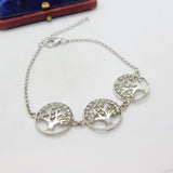 Sterling Silver Paste Set Tree of Life Panel Bracelet Vintage c1990 7" Length